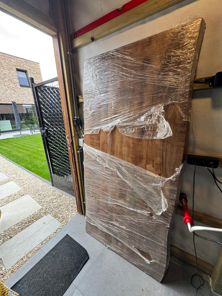 Goossens boomstam eikenblad tafel, Ophalen, Zo goed als nieuw