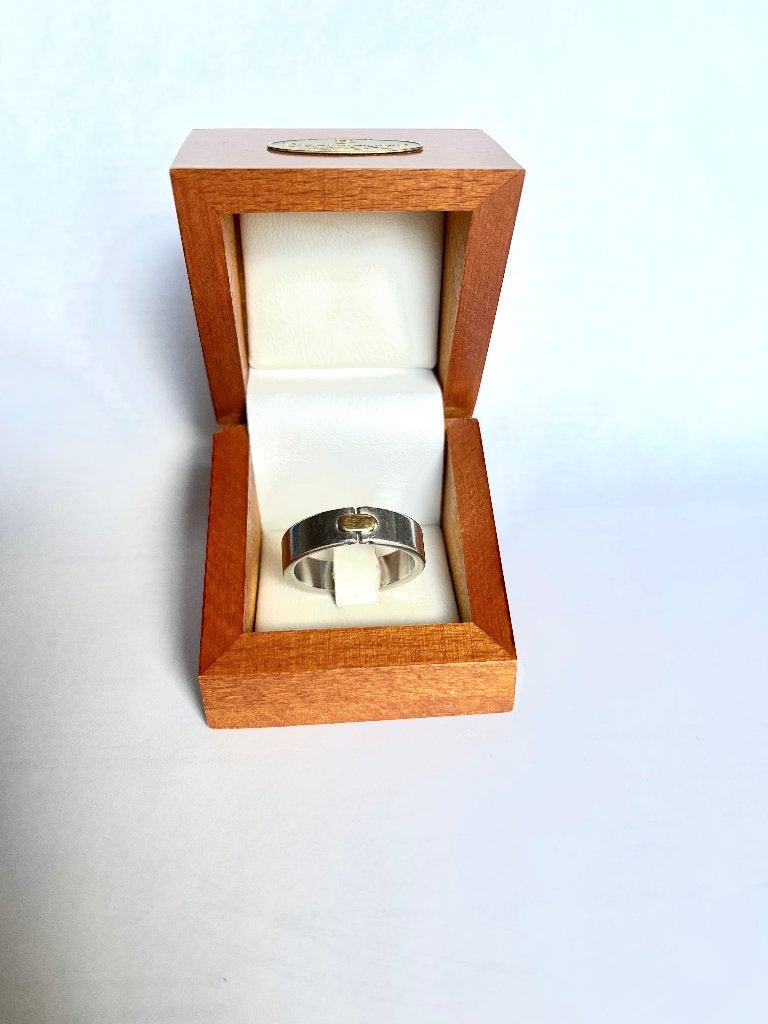 Bague Homme PEQUIGNET Or & Acier T63, Bijoux, Sacs & Beauté, Enlèvement ou Envoi, Or, Or, Homme