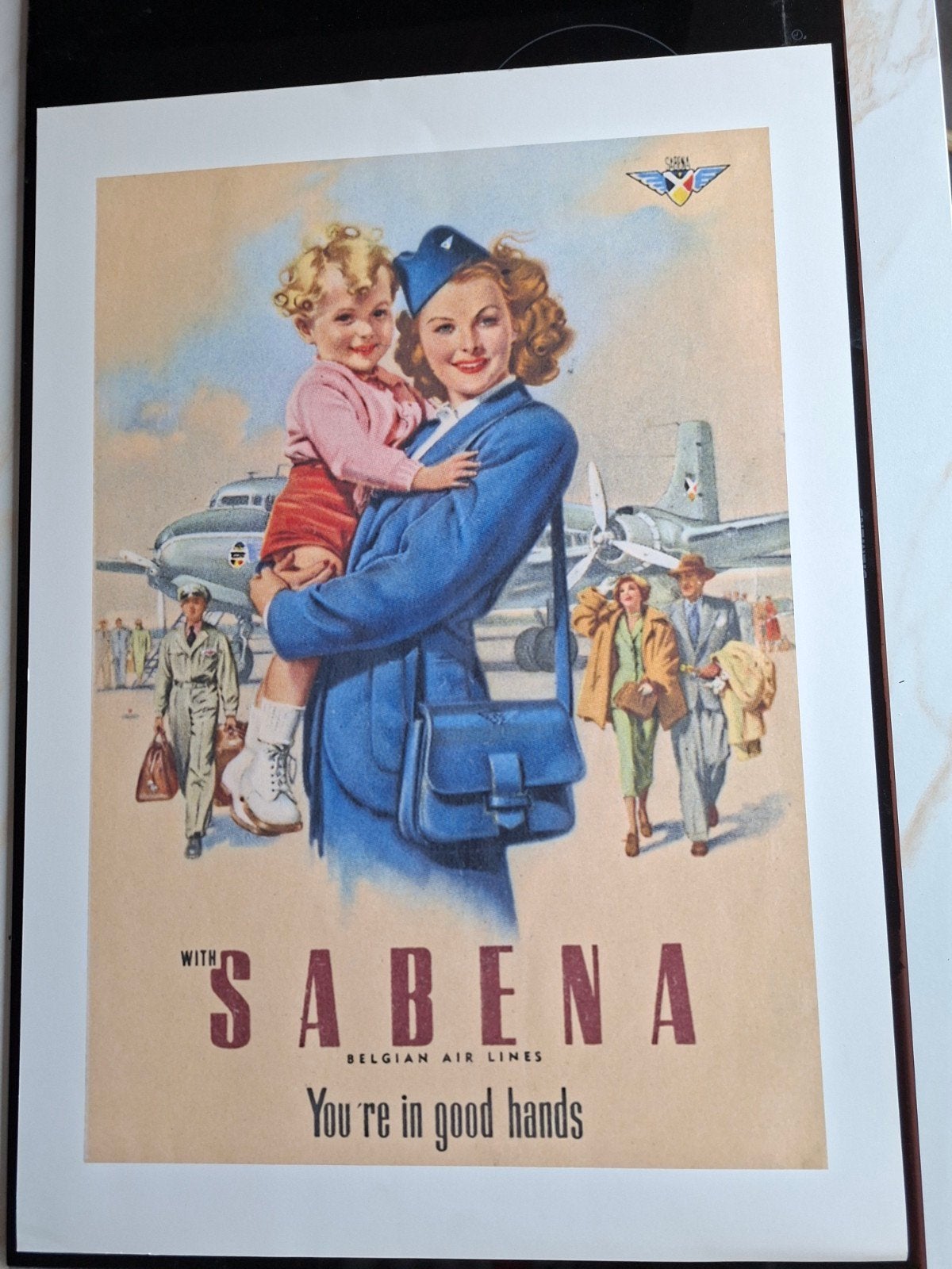 Poster Sabena 50/70cm, Enlèvement ou Envoi