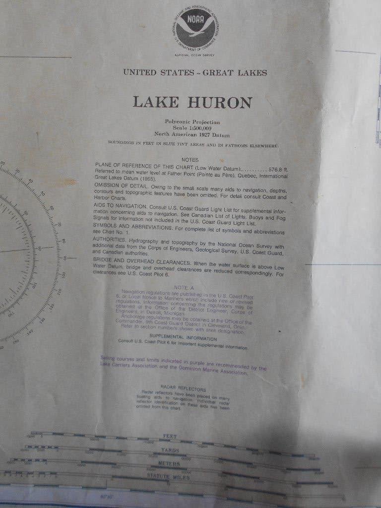 chart, kaart, lake huron michigan USA, Ophalen of Verzenden, Gebruikt