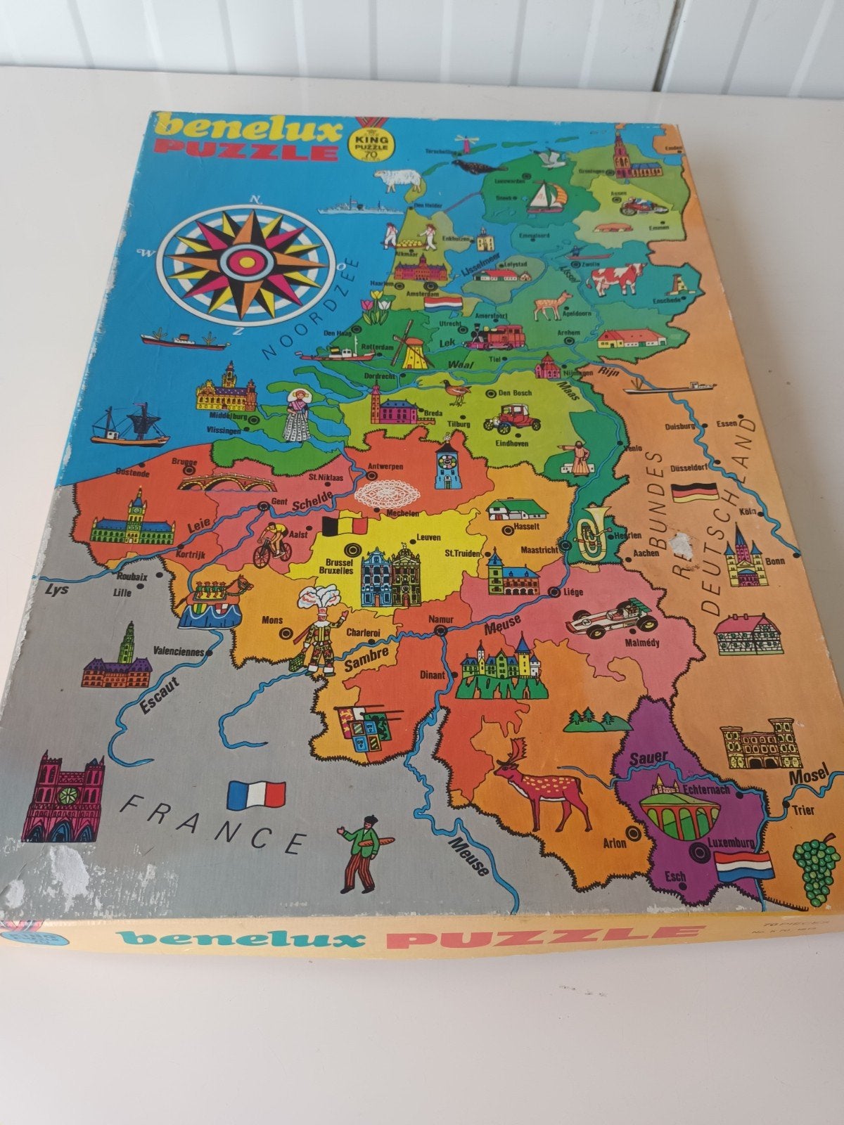 Vintage Benelux Landkaart Puzzel, Enlèvement ou Envoi