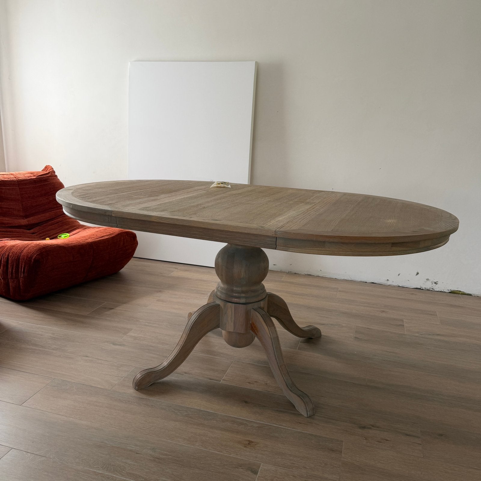 Eiken houten tafel ovaal - rond, Huis en Inrichting, Tafels | Eettafels, Ophalen, Zo goed als nieuw, Ovaal