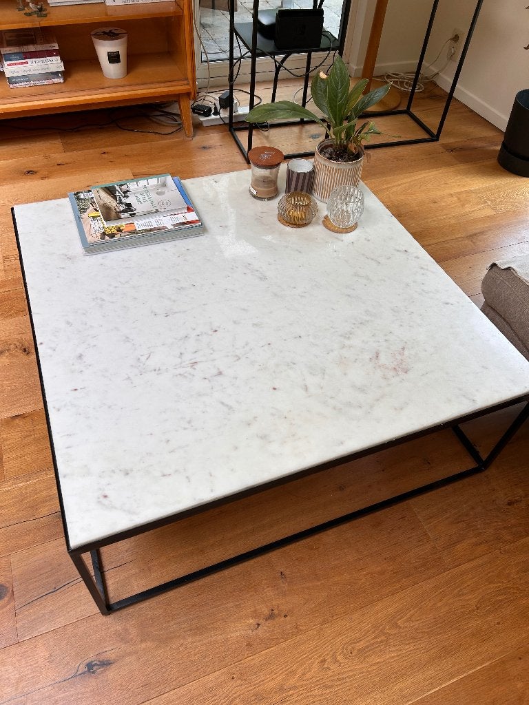 Marmeren salontafel Maison du Monde, Huis en Inrichting, Tafels | Salontafels, Ophalen, Gebruikt, 50 tot 100 cm, Overige materialen
