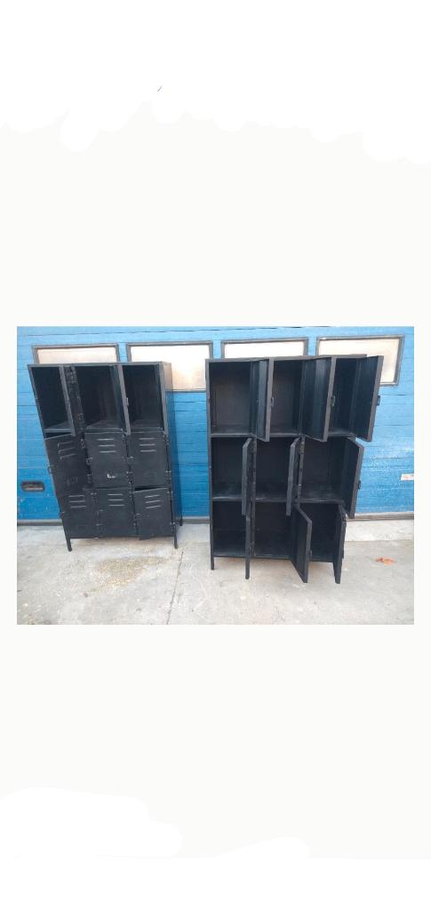 Retro Industriële locker kast 9 Kasten metalen., Ophalen