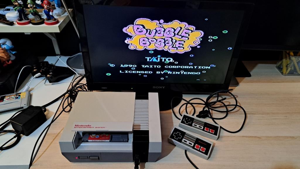 Nintendo NES met Bubble Bobble-game: test ter plaatse mogeli, Games en Spelcomputers, Ophalen of Verzenden, Zo goed als nieuw
