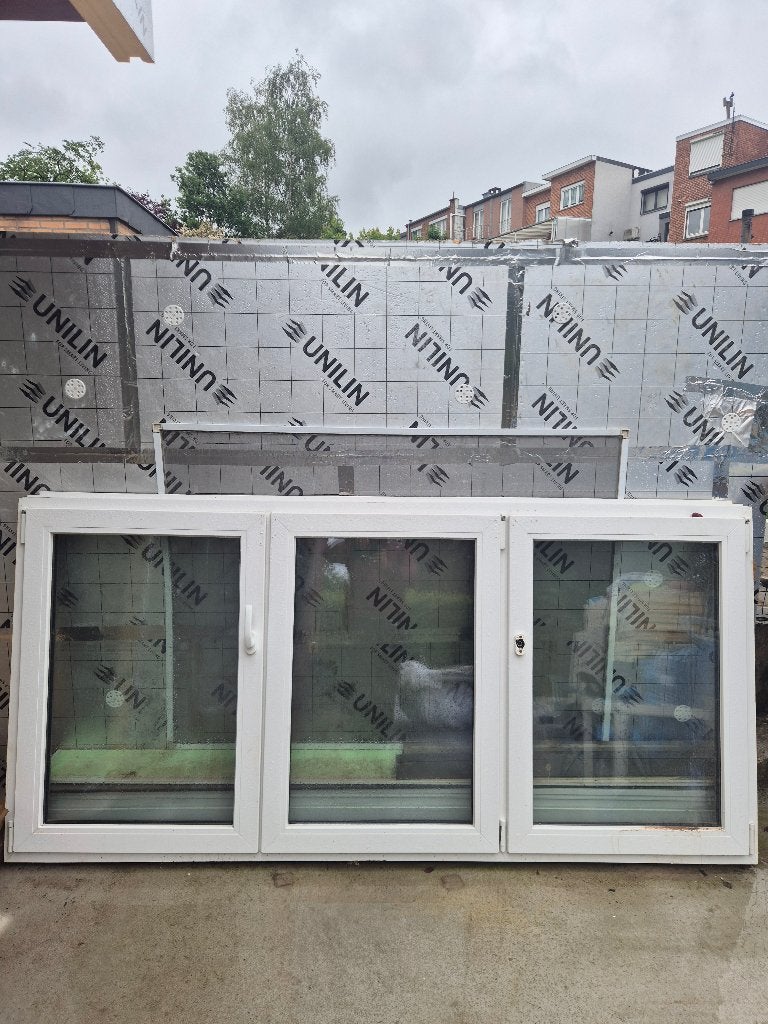 Châssis triple vitrages 3 vantaux, Bricolage & Construction, 160 cm ou plus, Fenêtre de façade ou Vitre, Enlèvement, Utilisé
