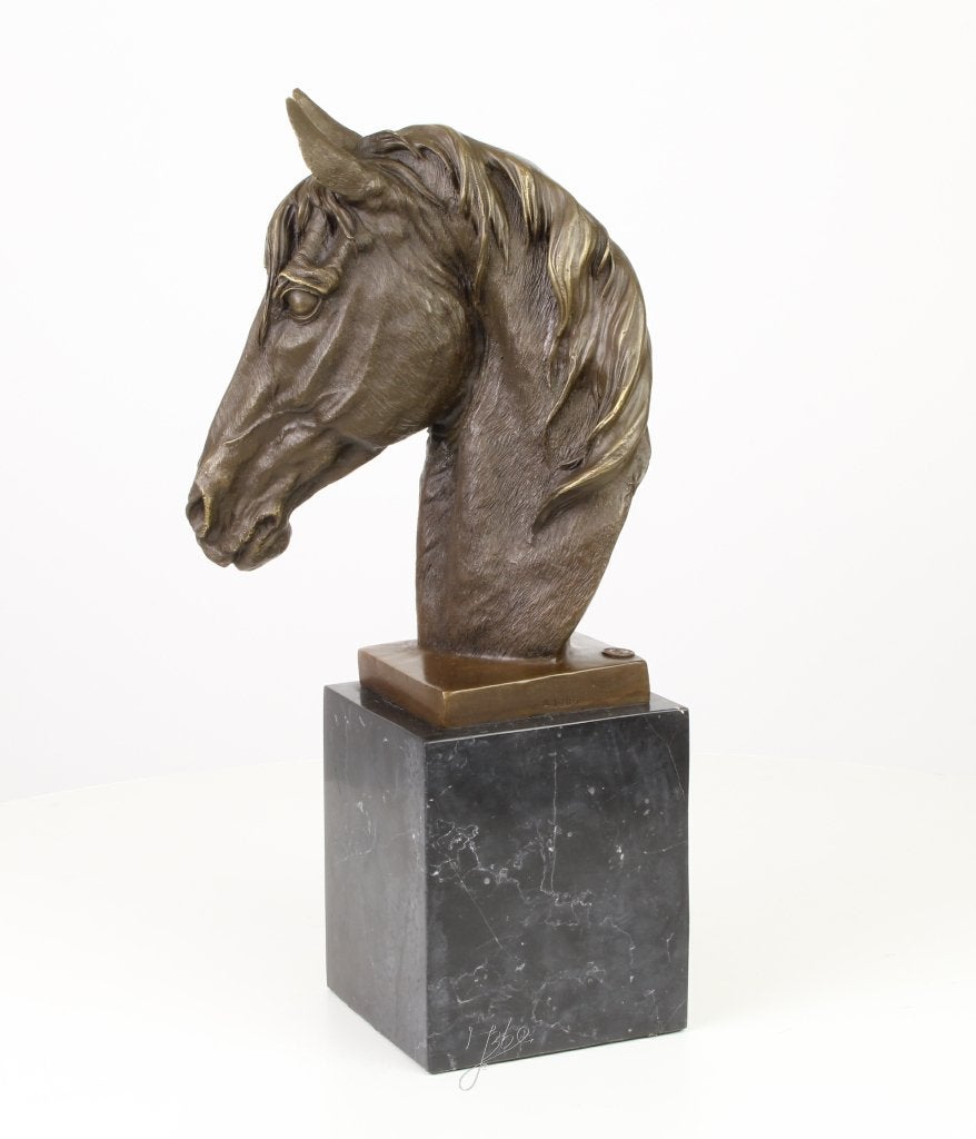 Tête de cheval en bronze — Sculpture exclusive à Milo, Antiquités & Art, Statue, Art nouveau, Autres sujets, Brons