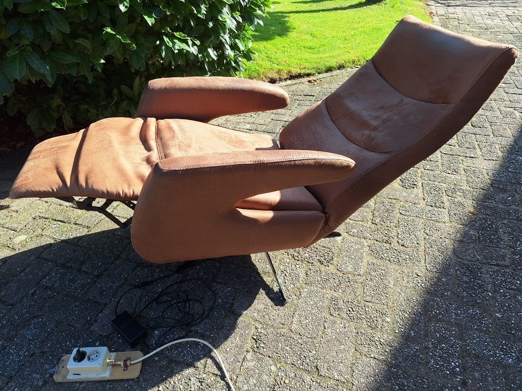 Elektrisch verstelbare relaxfauteuil /stoel camel microleder, Huis en Inrichting, Overige materialen, Bruin, Ophalen of Verzenden