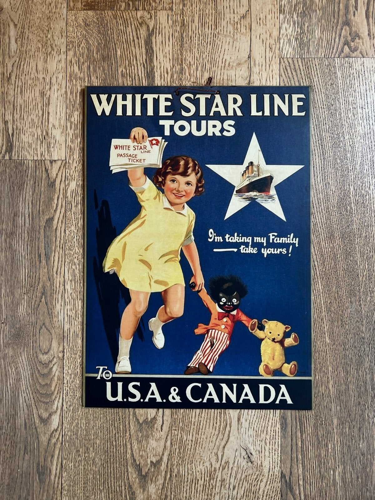 Vintage repro retro reclamebord display White Star Lines, Ophalen of Verzenden, Zo goed als nieuw, Reclamebord