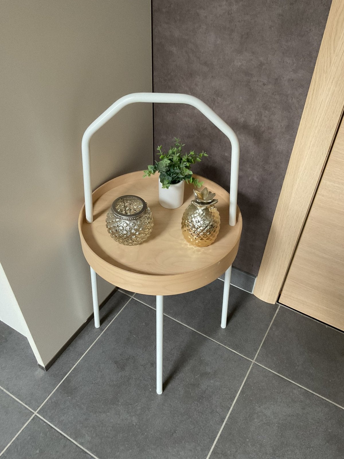 Draagbare bijzettafel, Huis en Inrichting, Minder dan 55 cm, Gebruikt, Metaal of Aluminium, Rond
