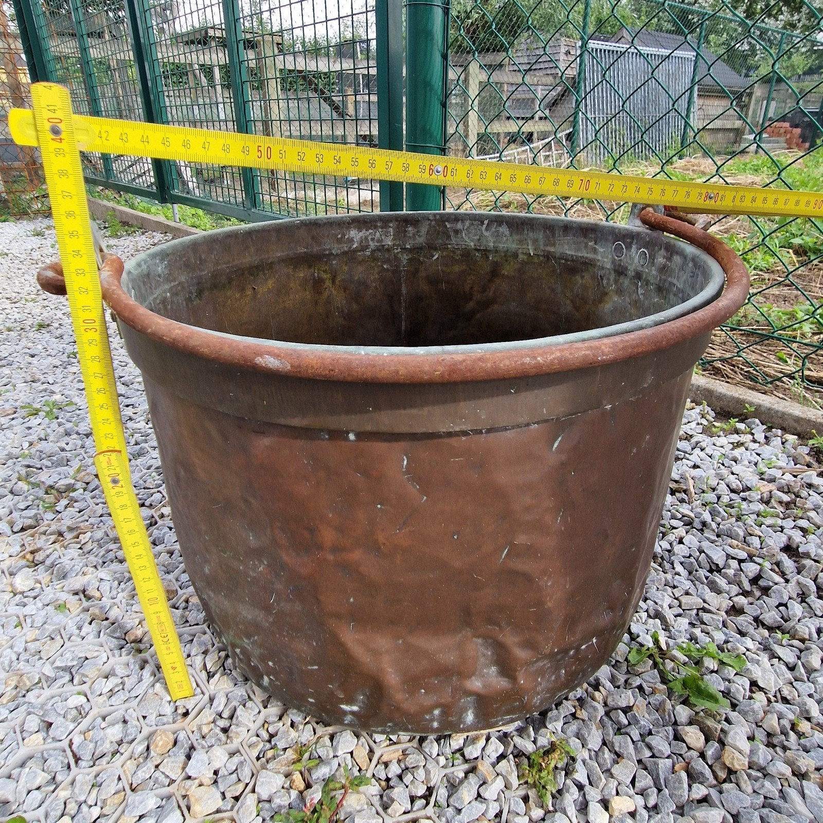grote zware antieke koperen houtketel , 8 kilo, Ophalen of Verzenden