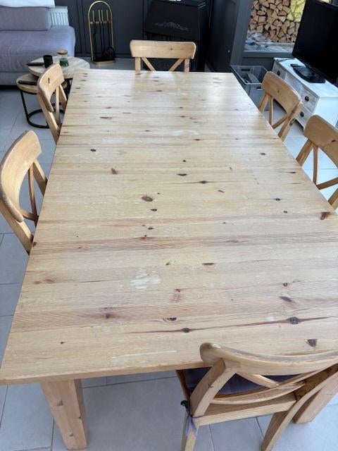 tafel + 6 stoelen ikea, Huis en Inrichting, Tafels | Eettafels, Ophalen, Gebruikt, 50 tot 100 cm, Vijf personen of meer
