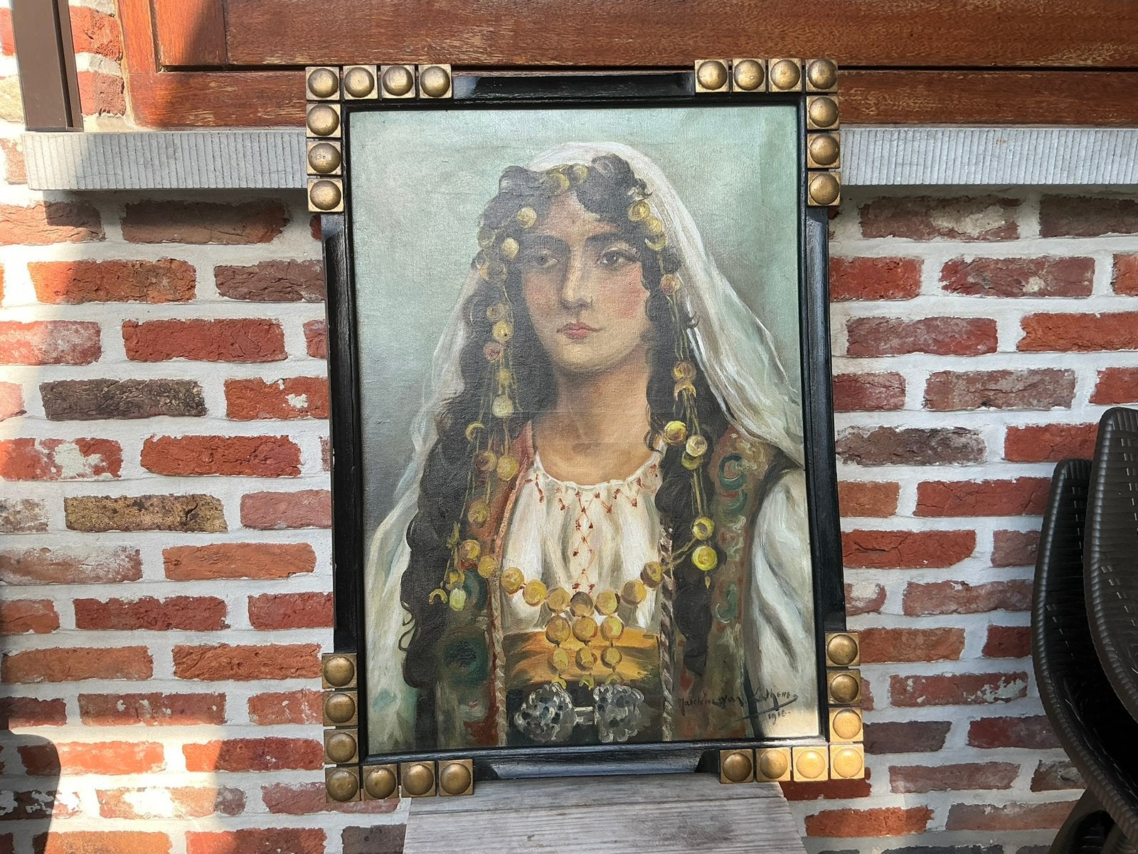 Madeleen Van Lathem huile/toile 1915-63x45cm avec cadre, Antiquités & Art, Art | Peinture | Classique, Enlèvement