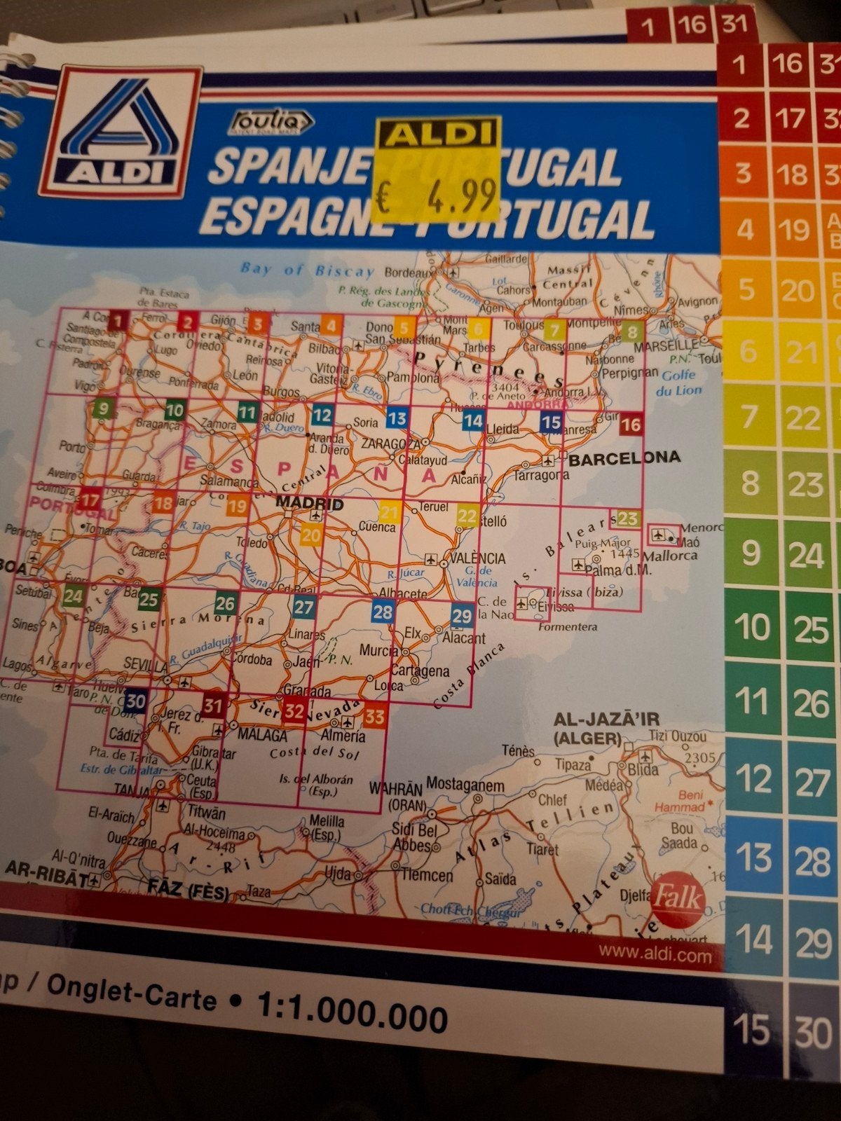 kaart Spanje Portugal, Boeken, Ophalen of Verzenden, Zo goed als nieuw, Spanje, Landkaart