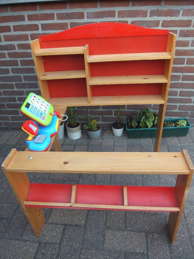 houten winkeltje, Kinderen en Baby's, Speelgoed | Houten speelgoed, Ophalen, Gebruikt, Meubelstuk of Keukentje