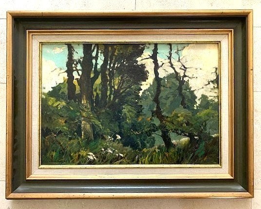 Paysage forestier vers 1935 - Léon Launay (1890-1956 France), Antiquités & Art, Enlèvement ou Envoi, Paysage, Toile, Impressionniste