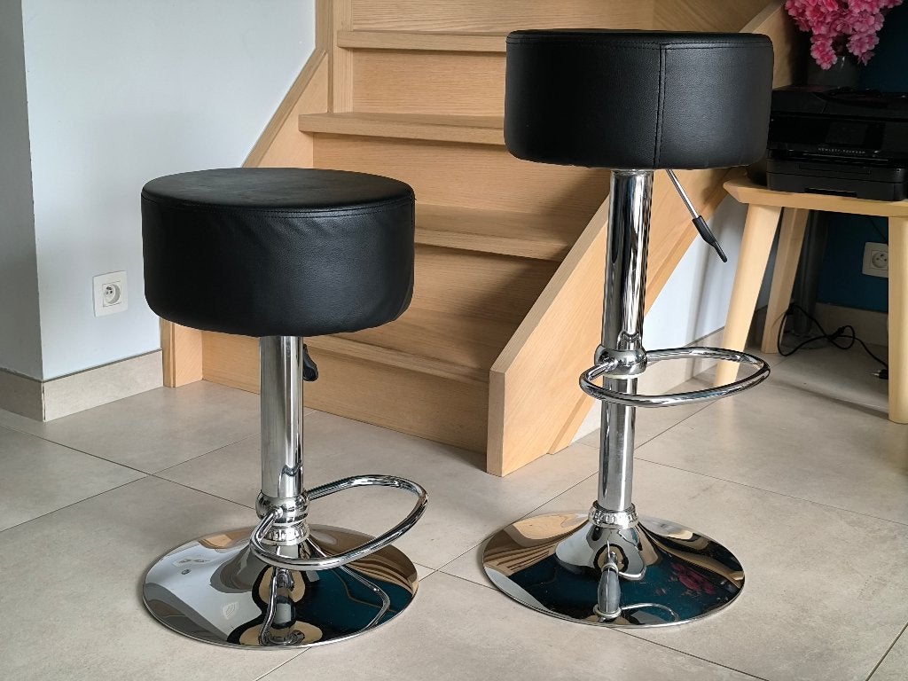 2 x chaise de bar/tabouret de bar réglable en hauteur, 2 tabourets, Enlèvement, Utilisé, Cuir
