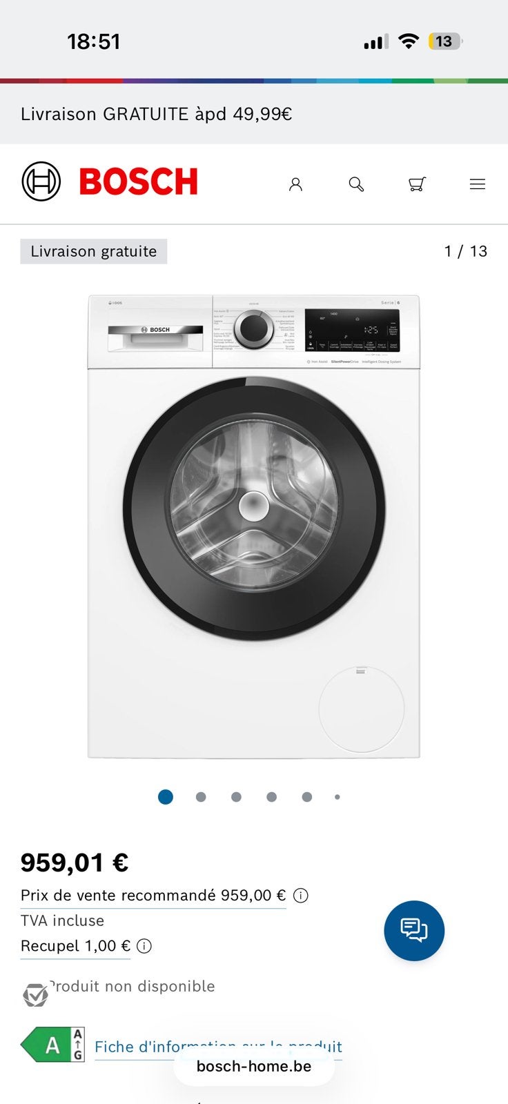 Machine a laver bosh series 6 encore emballé, Enlèvement, Comme neuf