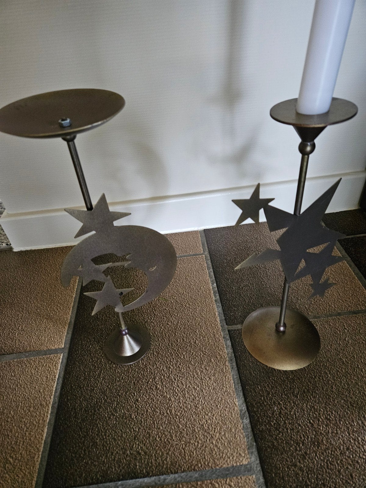 2 goudkleurig kandelaars, Ophalen of Verzenden