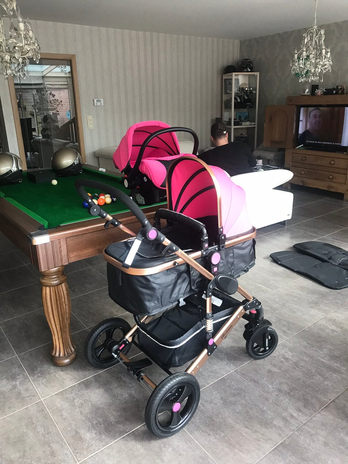Magnifique calèche 3 en 1 de Mi Amore, Autres marques, Poussette combi, Avec siège auto, Comme neuf