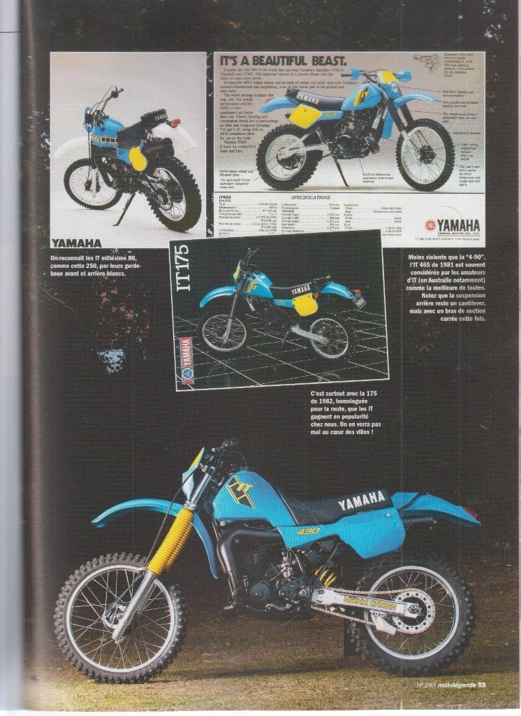 1983 Moto Yamaha IT 490 enduro collection, Envoi, Utilisé