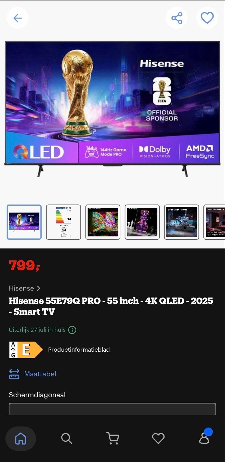 NIEUW IN DOOS: Hisense 55E7Q PRO 55" 4K QLED Gaming TV, Audio, Tv en Foto, Televisies, Ophalen, QLED, Nieuw, 100 cm of meer