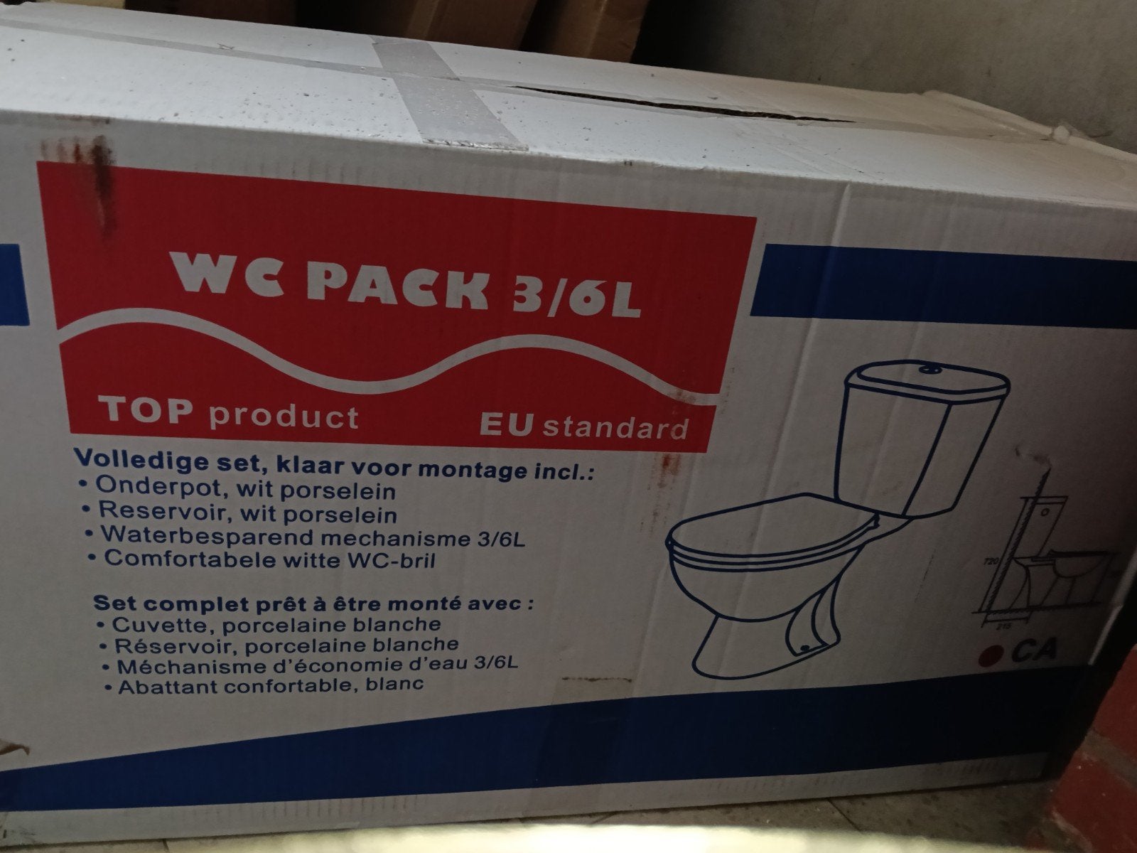 Nieuw  compleet toilet, Doe-het-zelf en Bouw, Kratten en Dozen, Ophalen