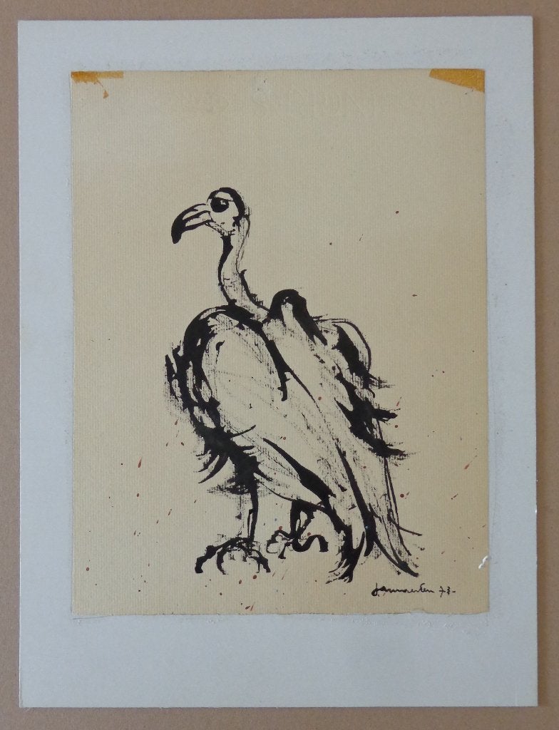 JAN VAERTEN / GIER / ORIGINEEL WERK / 40x30cm / SIG / 1973, Ophalen of Verzenden, Gesigneerd