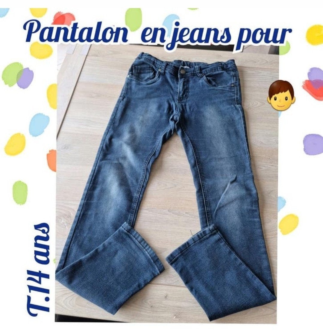 Pantalon en jeans  pour garçon -bleu-T.14 ans, Enfants & Bébés, Enlèvement ou Envoi, Utilisé, Garçon, Pantalon