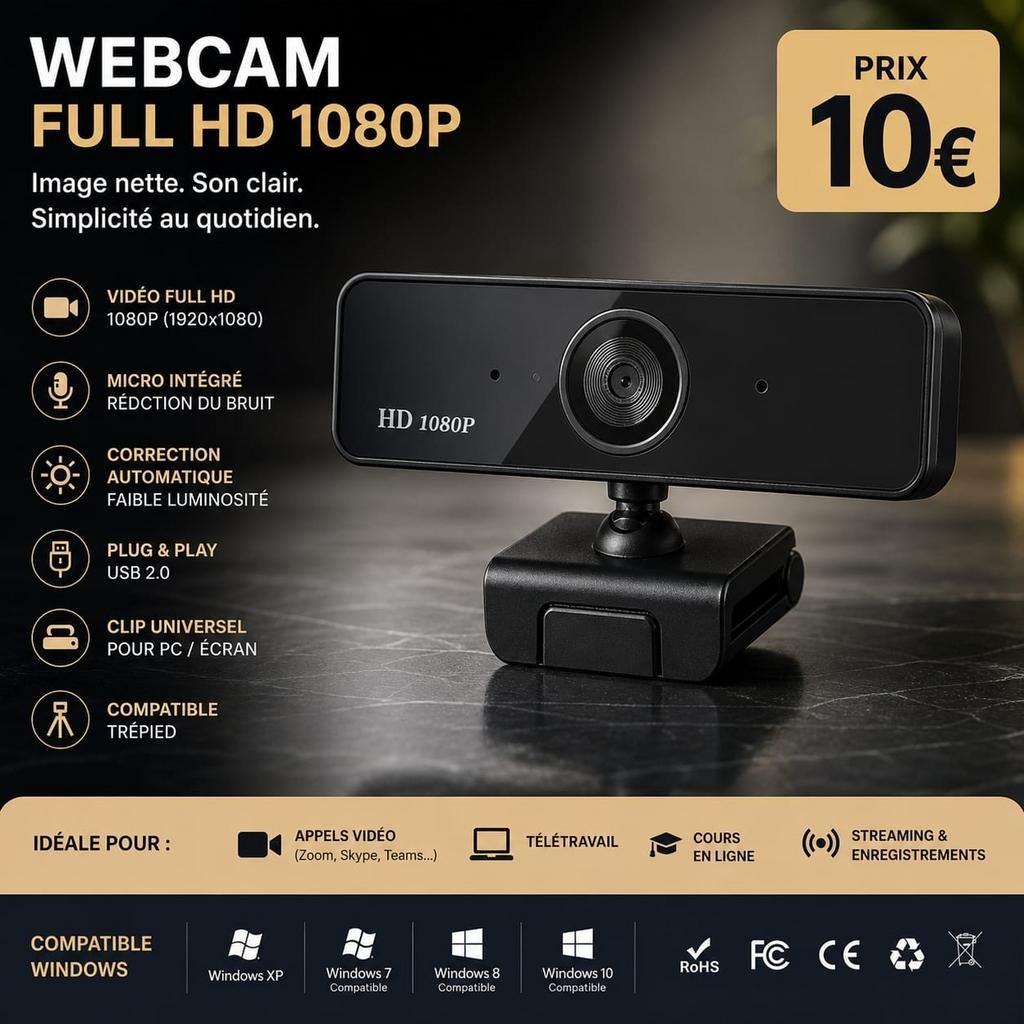Webcam in Full HD, Computers en Software, Webcams, Ophalen