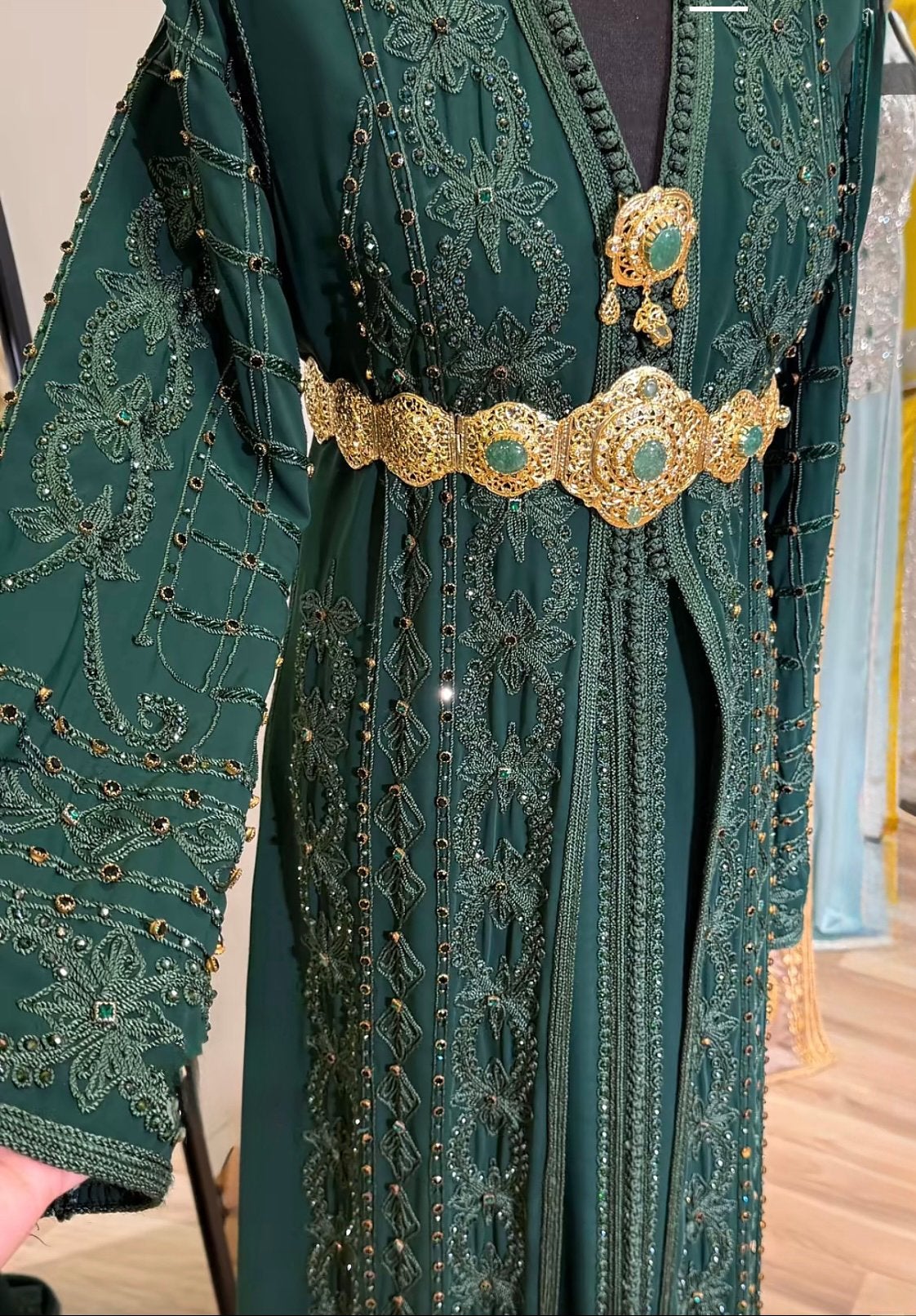 Groene Marokkaanse takchita, Kleding | Dames, Ophalen of Verzenden, Gedragen, Groen