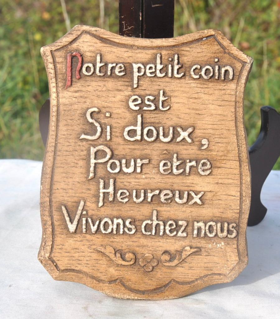 plaque mural en platre texte vivons chez nous, Ophalen of Verzenden, Gebruikt