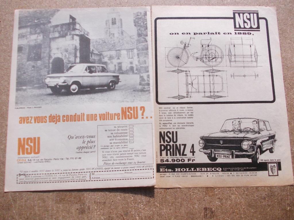 NSU DIVERS ESSAIS PUBLICITES ANNEES 60 - 70, Enlèvement ou Envoi, Utilisé, Autres marques