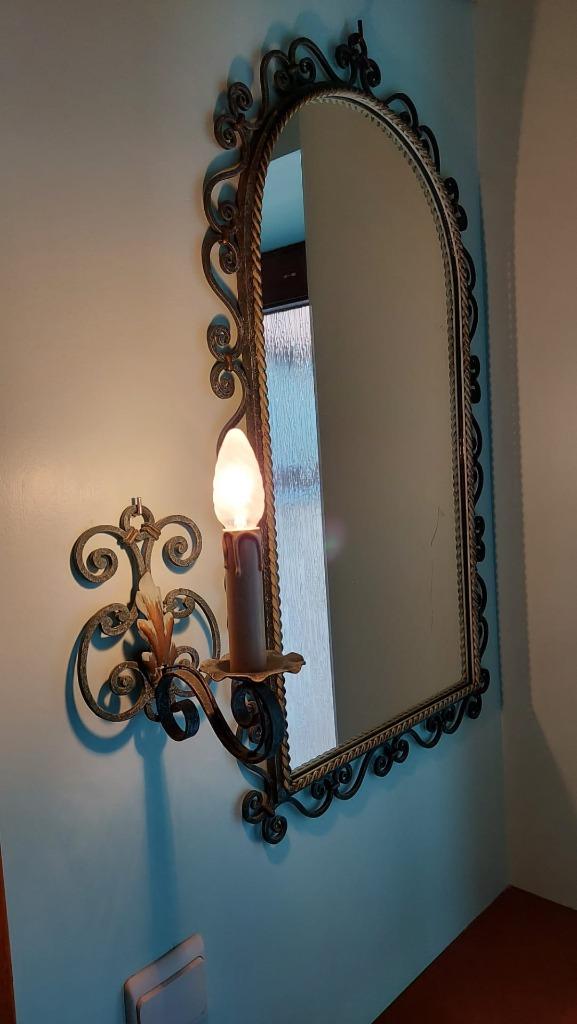 MIROIR VINTAGE + LUMINAIRES (ensemble complet), Ophalen, Gebruikt, Minder dan 50 cm, Minder dan 100 cm