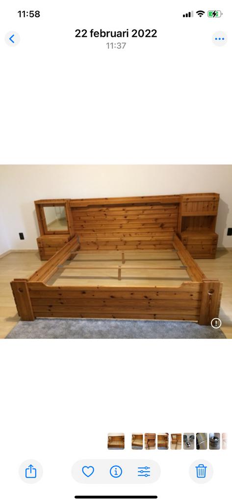 Twee pers bed, Huis en Inrichting, Ophalen, Gebruikt, Tweepersoons, Hout