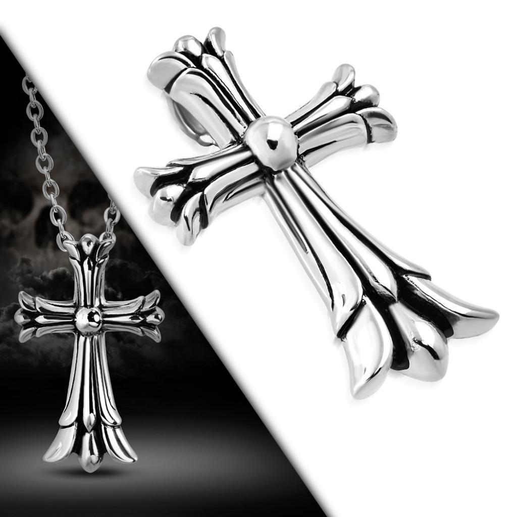Pendentif collier croix fleur de lys en acier chirurgical, Enlèvement ou Envoi, Neuf