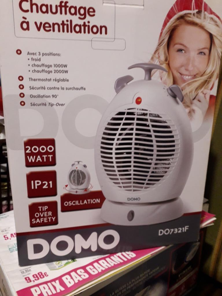 Chauffage électrique à ventilation 1000/2000W, Ophalen of Verzenden, Zo goed als nieuw, Thermostaat