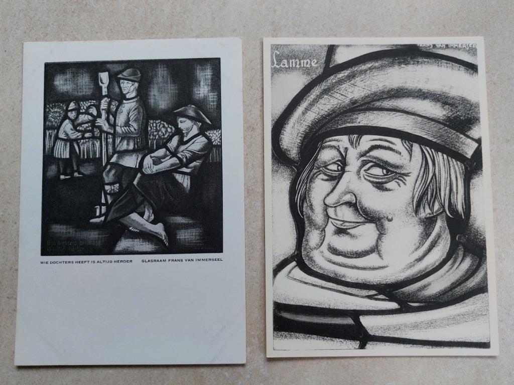 2 postkaarten met werken van F. Van Immerseel, Verzenden