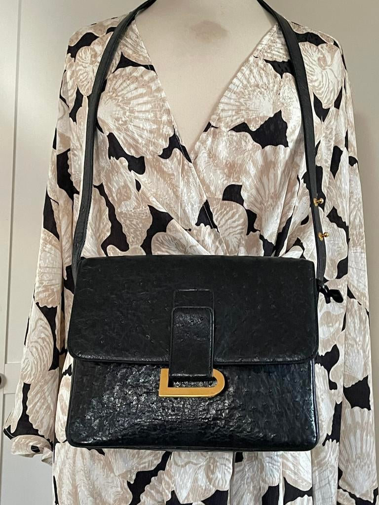 Delvaux tas Ostrich Le Poirier, Ophalen, Zwart
