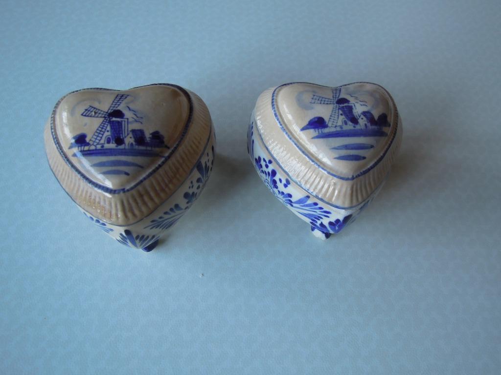 couvercle en forme de coeur pot Delft Calor bleu peint à la, Enlèvement ou Envoi