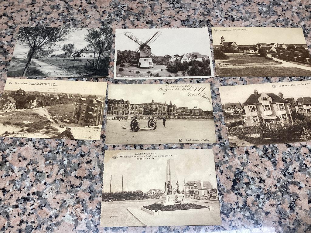 Lot de 7 cartes postales anciennes KNOKKE ZOUTE, Enlèvement ou Envoi, 1920 à 1940, Affranchie, Flandre Occidentale