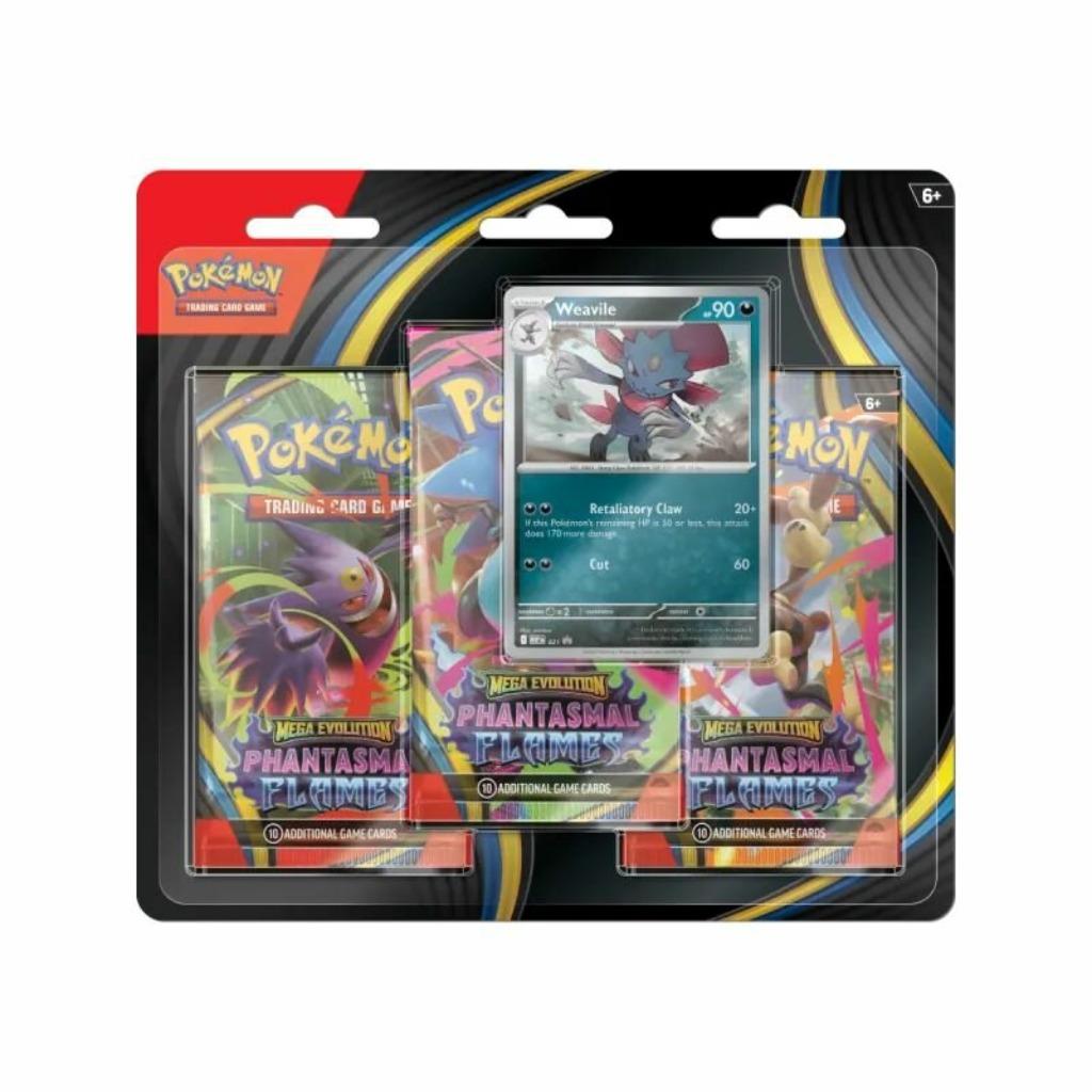 Pokemon Mega Evolution - Phantasmal Flames 3-Pack-Blister, Enlèvement ou Envoi, Neuf, Booster, Foil