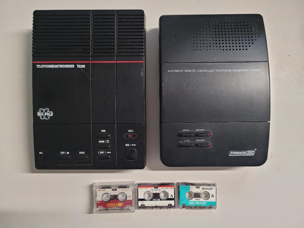 antwoordapparaat + 3 microcassettes, Telecommunicatie, Antwoordapparaten, Ophalen, Gebruikt, Met bandjes