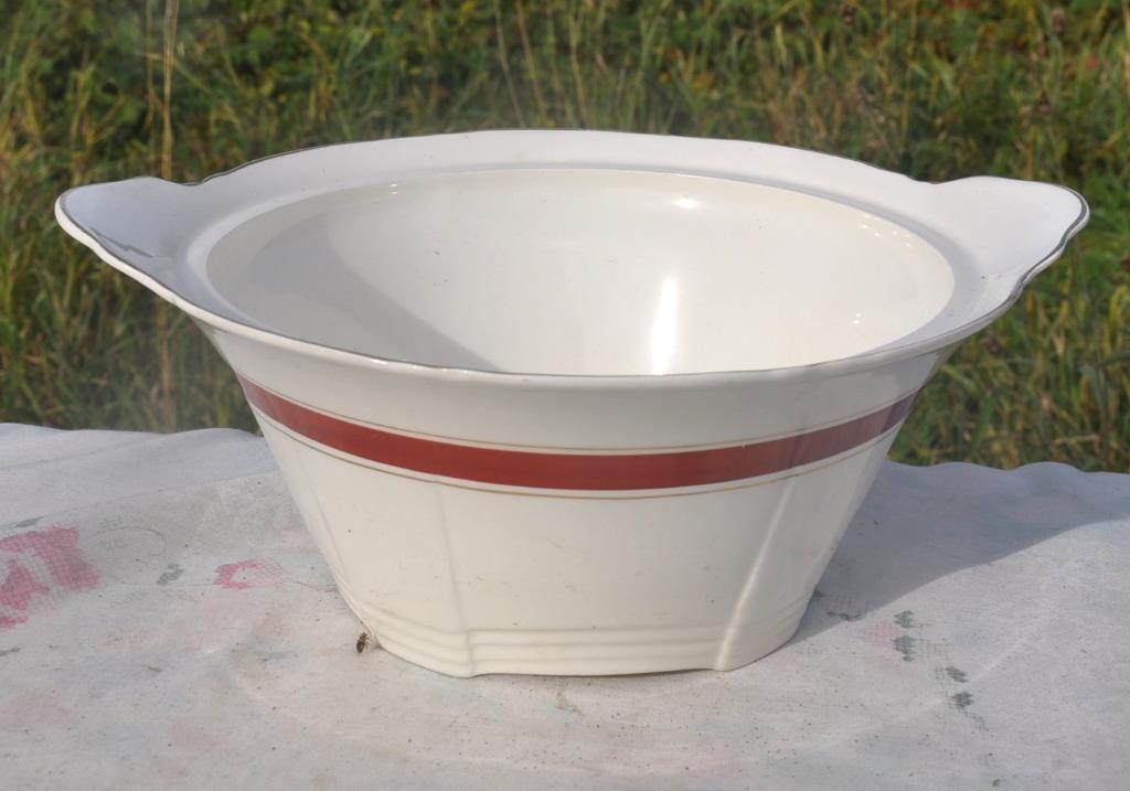 saladier blanc ligne bordeau et dorée, Maison & Meubles, Cuisine | Vaisselle, Utilisé, Récipient(s), Céramique, Enlèvement ou Envoi