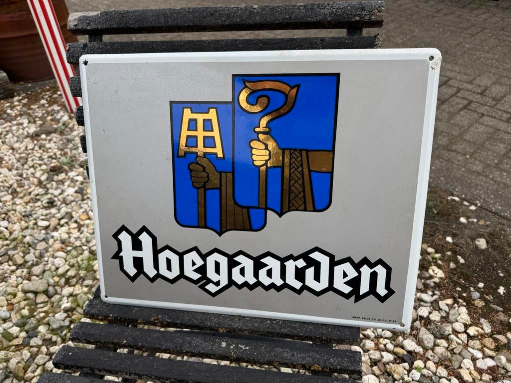 Hoegaarden bier emaille reclamebord, Verzamelen, Merken en Reclamevoorwerpen, Ophalen of Verzenden, Gebruikt, Reclamebord