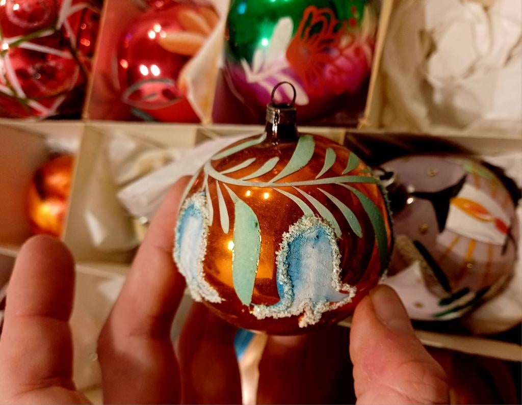Lot grote, antieke, beschilderde kerstballen, Ophalen of Verzenden, Zo goed als nieuw