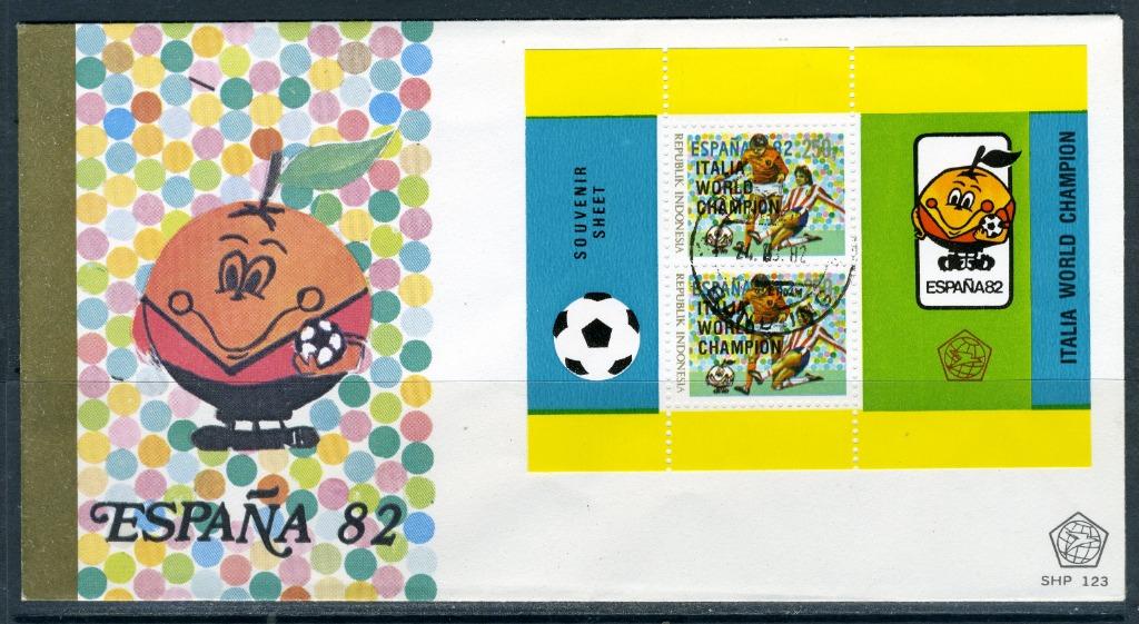INDONÉSIE : ZB 1123 FDC 1982 Championnats du monde de footba, Enlèvement ou Envoi, Affranchi, Asie du Sud Est