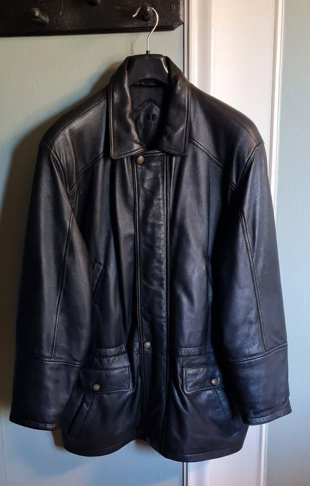 Veste en cuir noir pour hommes, taille 52, Taille 52/54 (L), Enlèvement, Porté, Brice