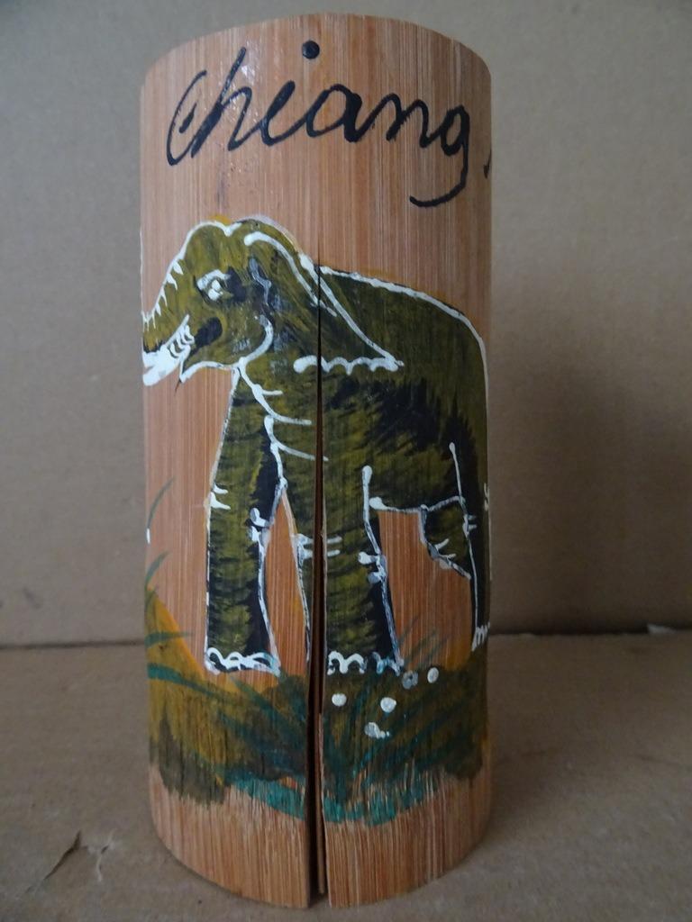 Penseelpot vintage houten penseelpot Chiang Mai Thailand, Antiek en Kunst, Curiosa en Brocante, Ophalen of Verzenden