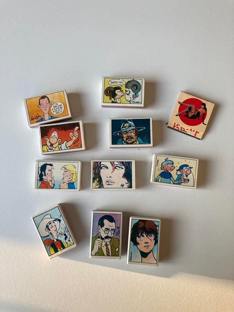 11 boîtes d’allumettes BD - lucky Luke, Léonard, …, Comme neuf
